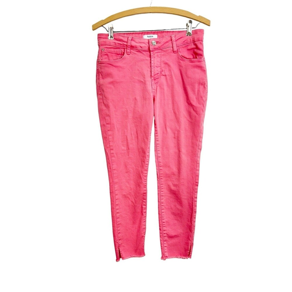 Kensie Jeans  Women’s Sz 6/28 Orange Stretch Hi Rise Skinny Denim Jeans Raw Hem